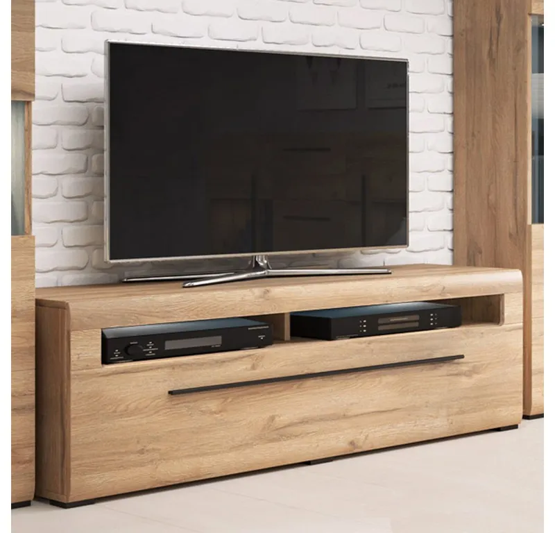 Lomadox Lowboard TURDA-83, Grandson beleuchtet modernen Stil Metallgriffen 160/52/50 cm, Braun, – Produktbild 2 von 5