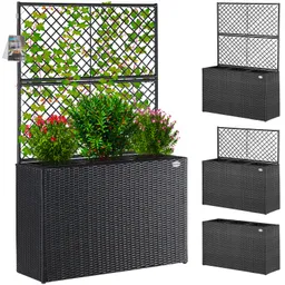 Casaria® Polyrattan Blumenkasten mit Rankgitter Schwarz – Produktbild 1 von 1