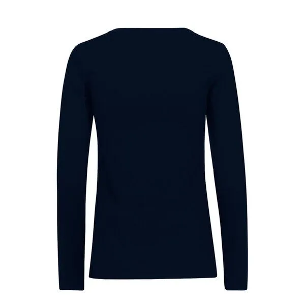 HANDGEDRUCKT HANDGEDRUCKT "Lange Reise" Frauen Longsleeve aus reiner Biobaumwolle (kbA), Navy blue, – Produktbild 2 von 3