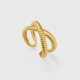 fejn jewelry fejn jewelry Ring 'riffle cross' - offen und geriffelt – Produktbild 1 von 1