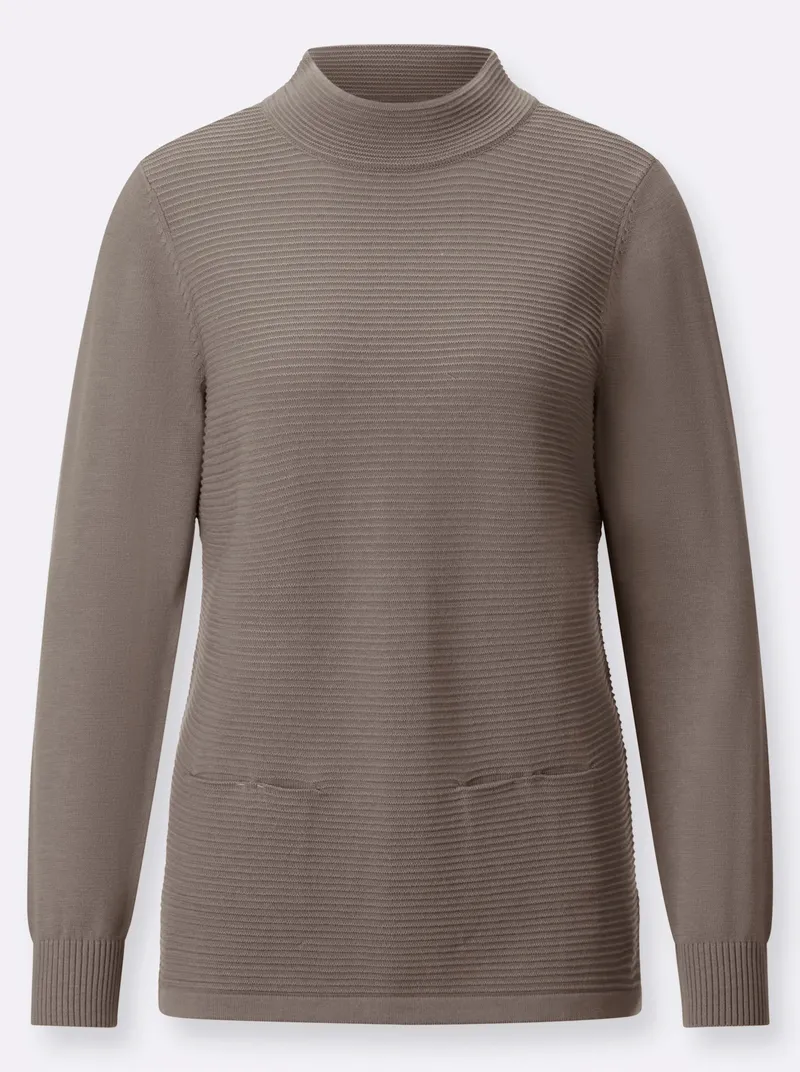 Witt Stehkragenpullover taupe, Taupe, – Produktbild 1 von 2