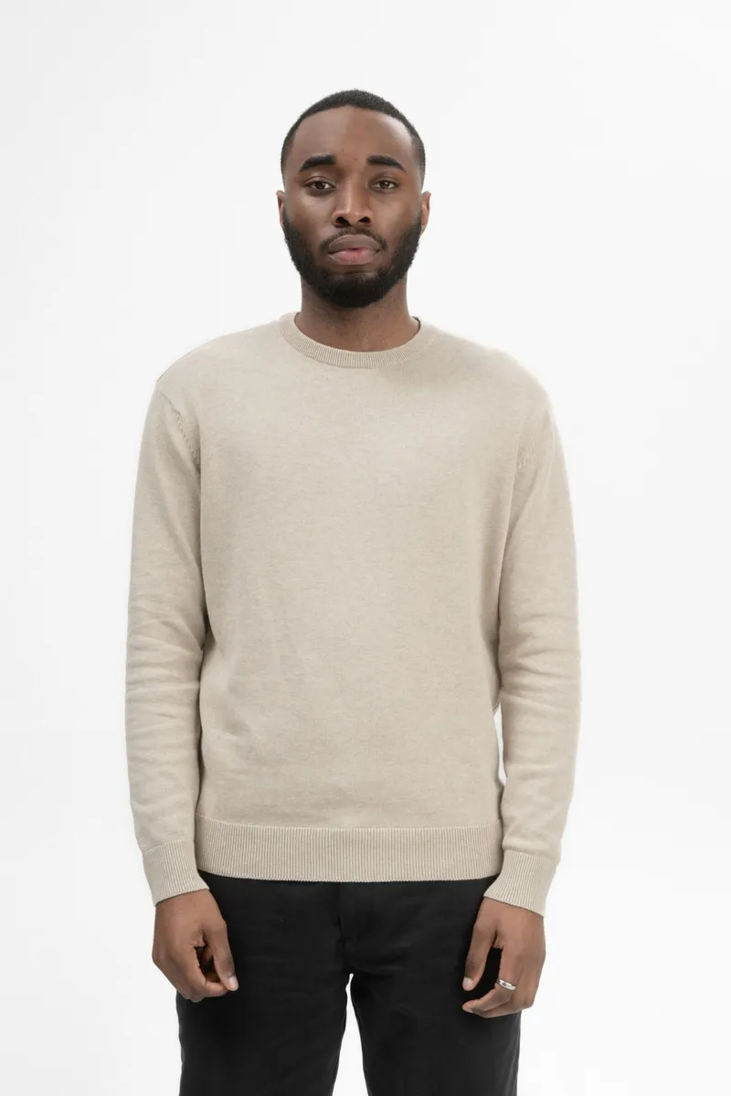 MELA MELA Herren vegan Strickpullover Himal Pebble Melange, Beige, – Produktbild 2 von 2