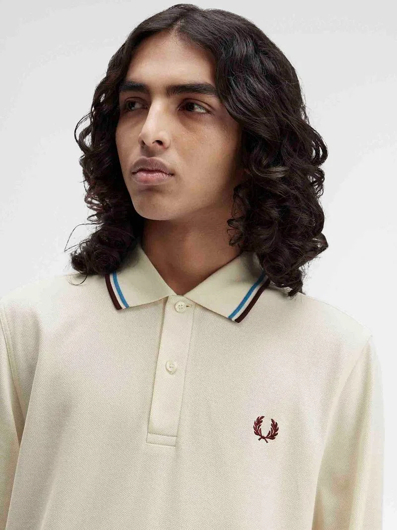 Fred Perry Fred Perry Langarm-Poloshirt Ecru Z46 - Größe S, Wollweiß, – Produktbild 2 von 5