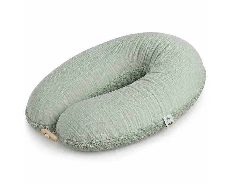 SEI Design Stillkissen XXL 190x35 cm Musselin EPS Mikroperlen Seitenschläferkissen GOTS Taupe, Schwangerschaftskissen mit Bezug, Schwangerschaftskissen mit Bezug, Grün, – Produktbild 2 von 5