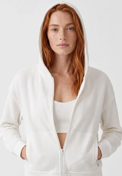 ORGANICATION ORGANICATION JENNIFER | Waffel-Hoodiejacke aus Bio-Baumwolle & recyceltem Polyester, White, – Produktbild 5 von 5