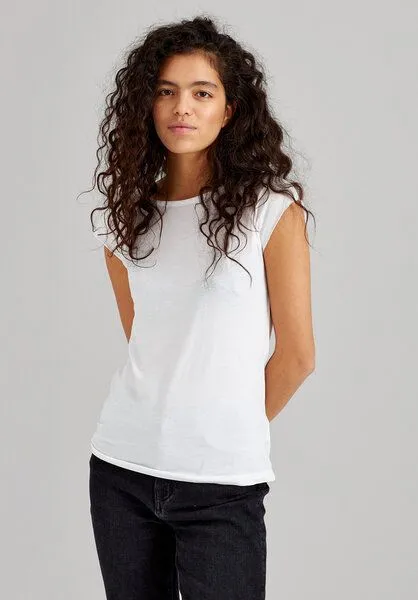 THOKKTHOKK ThokkThokk TT01 Cap Sleeve T-Shirt Damen (GOTS, vegan, Bio-Baumwolle), Weiss, – Produktbild 1 von 6