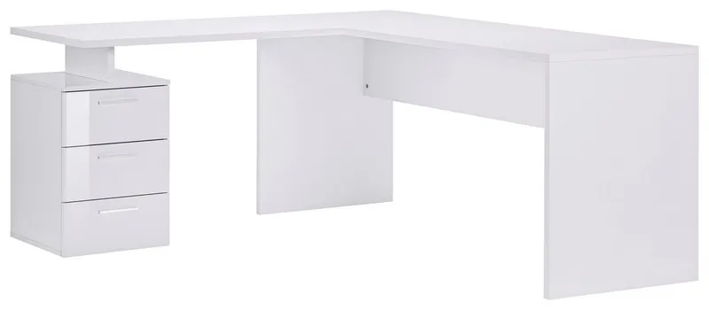 Home affaire Eckschreibtisch New Selina, Schreibtisch, Schubkästen, mit oder ohne Monitoraufsatz, B 180/160 cm, Weiß, – Produktbild 2 von 5