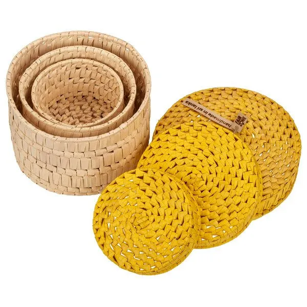 Fair Zone FAIR ZONE Palmyrah Korbset 3er Set, unterschiedliche Größen, Gelb, – Produktbild 3 von 3