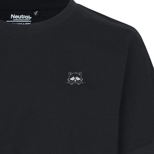 HANDGEDRUCKT HANDGEDRUCKT "Flauschspion" Unisex T-Shirt aus reiner Baumwolle (kbA), Black, – Produktbild 1 von 3