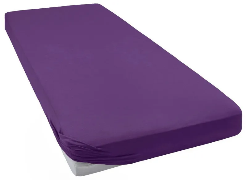 bellana Spannbettlaken bellana deluxe mit Elasthan, Jersey 230 g/m², Premium-Qualität, Jersey-Elasthan, Gummizug: rundum, (1 Stück), mit 5% Elasthan, für Matratzen bis 35cm Höhe, bügelfrei, faltenfrei, Lila, – Produktbild 1 von 5