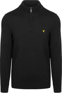 Lyle and Scott Lyle & Scott Half Zip Pull Merino Wolle Schwarz - Größe L – Produktbild 1 von 1