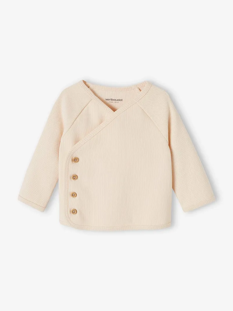 Vertbaudet Baby Langarm-Wickeljacke aus Ripp vanille, Vanille, – Produktbild 1 von 3