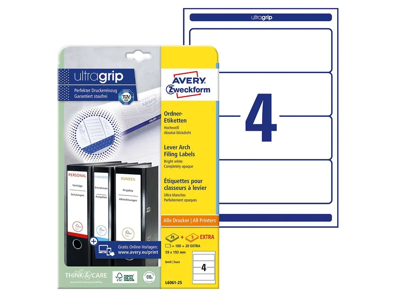 Avery Zweckform 100 Rückenschilder für Rücken 7,5cm 192 x 59 mm – Produktbild 2 von 3
