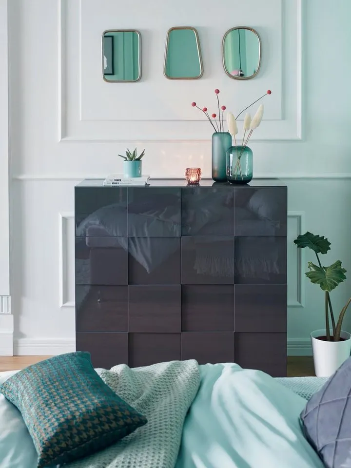 Home affaire Highboard Dama Höhe 111 cm, Breite 121 cm, Kommode 2 Türen, Hochkommode, Front in 3D-Optik, viel Stauraum, verschiedene Farben, Grau, – Produktbild 8 von 8