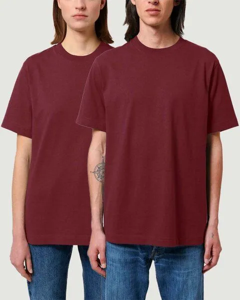 YTWOO YTWOO Sehr dickes Unisex T-Shirt | 240 g/qm | Top Premium Bio-Baumwolle, Burgunderrot, – Produktbild 1 von 3