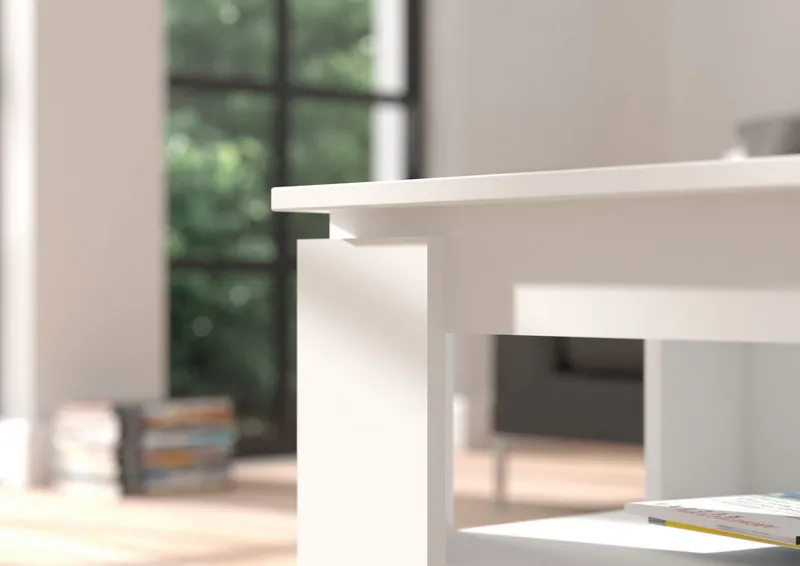 Home affaire Couchtisch Kalmar, rechteckig, 100 x 60 cm, 1 Ablageboden, Sofatisch, Beistelltisch, Kaffetisch, Wohnzimmertisch, coffee table, Weiß, – Produktbild 5 von 5