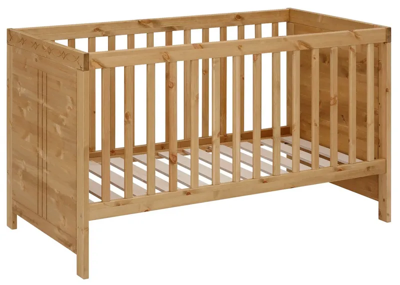 OTTO home Babybett Indra, Schlupfsprossen, 4-fach verstellbare Liegehöhe, FSC® zertifiziertes Massivholz, Landhausstil mit tollen Details, Beige, – Produktbild 3 von 5
