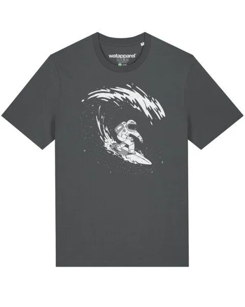 watapparel watapparel T-Shirt Unisex Surfing Spaceman, Anthracite, – Produktbild 1 von 3