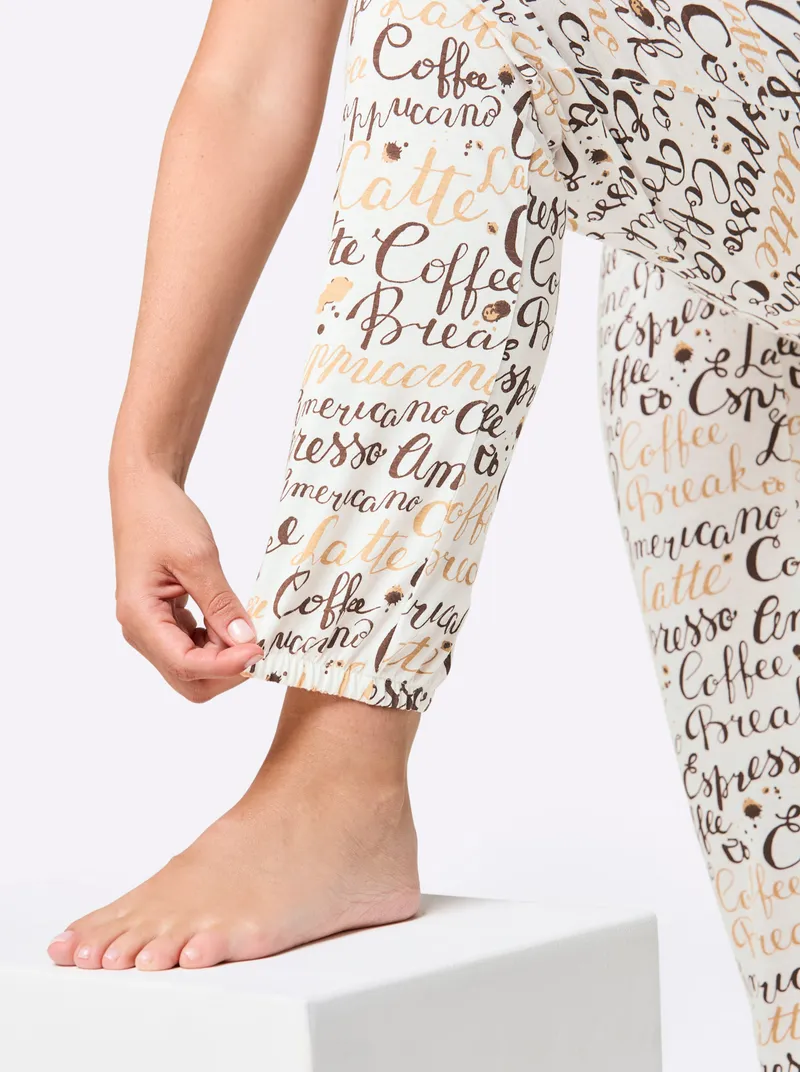 wäschepur Schlafanzug-Hose ecru-schoko-bedruckt, Ecru-schoko-bedruckt, – Produktbild 2 von 2