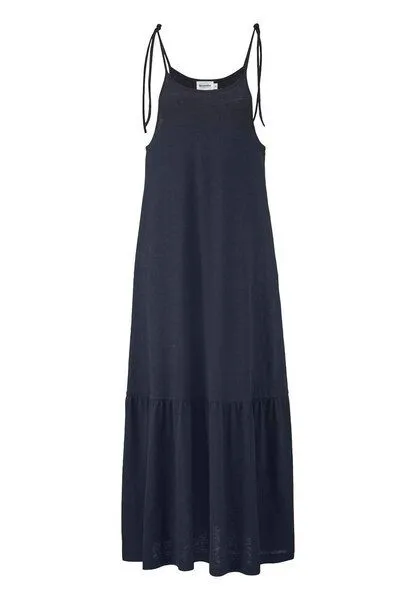 hessnatur hessnatur Jersey Kleid Midi Relaxed aus reiner Bio-Baumwolle mit Leinen, Marine, – Produktbild 3 von 4