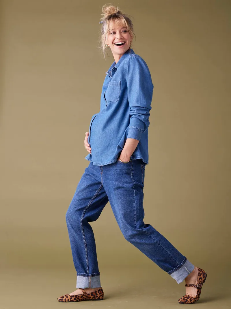 Envie De Fraise Jeansbluse für Schwangerschaft und Stillzeit ENVIE DE FRAISE, Dunkelblau, – Produktbild 2 von 4