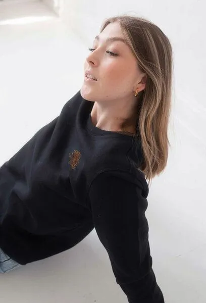 Kultgut Kultgut Vegan - Leichtes Sweatshirt innen flauschig/ Tree in echter Woodoptik, Schwarz, – Produktbild 4 von 4