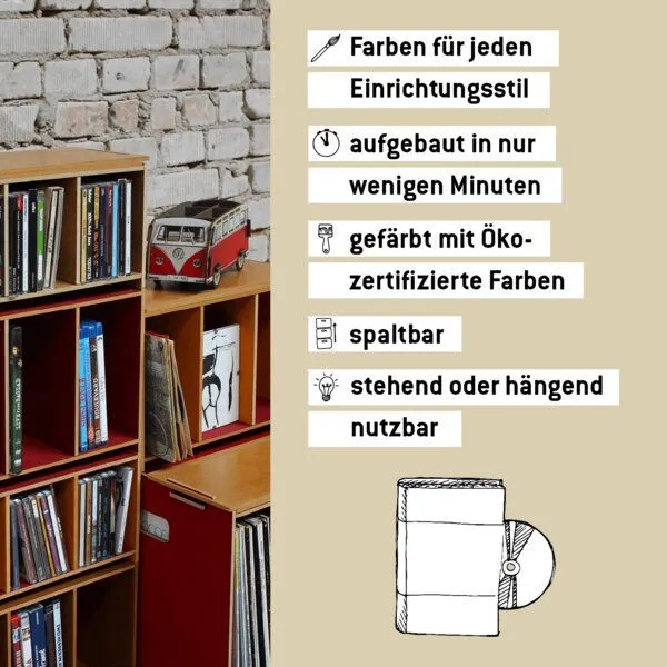 WERKHAUS WERKHAUS Medienbox DVD (stapelbar), Dunkelrot, – Produktbild 2 von 4