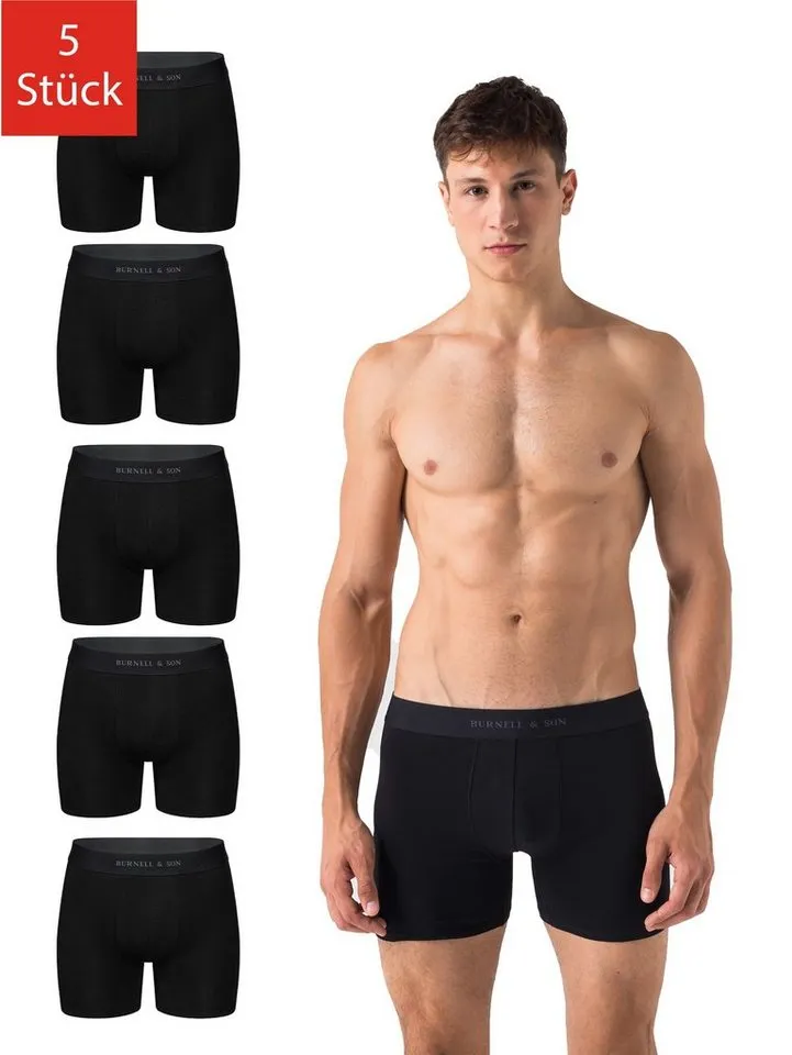 Burnell & Son Burnell & Son Retro Pants Unterhosen aus Baumwolle für Herren Männer (Packung, Set, Spar-Pack, Spar-Packung, Spar-Set, 5-St., 5er-Pack) mit Komfortbund, Schwarz, – Produktbild 2 von 3