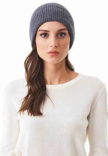 ORGANICATION ORGANICATION Strick-Beanie aus Bio-Merinowolle und Bio-Baumwolle, Anthracite, – Produktbild 1 von 2