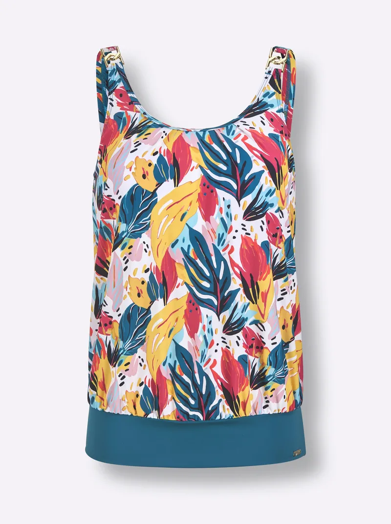 feel good Oversized-Tankini-Top, Topas-fuchsia-bedruckt, – Produktbild 1 von 2