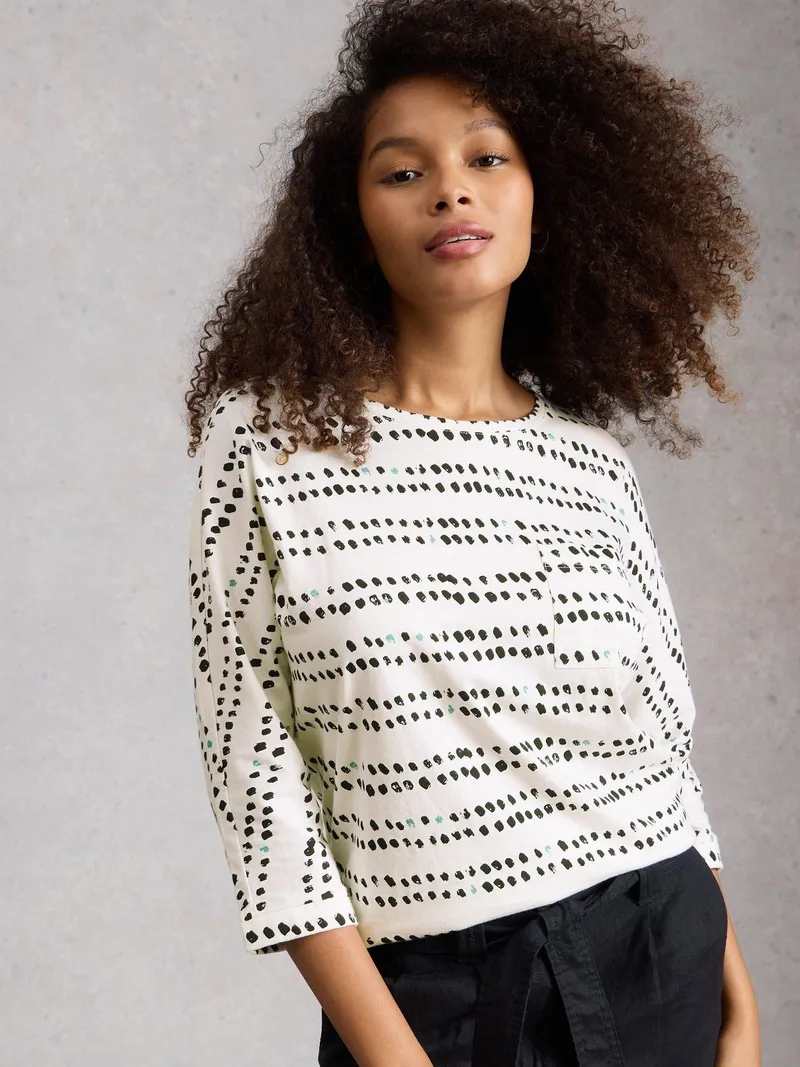 White Stuff Dolman Top Demi - 44, Elfenbein print, – Produktbild 3 von 4