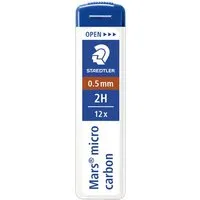 Staedtler STAEDTLER Ersatzminen für Druckbleistifte 'Mars micro carbon' Ø 0,5 mm, 12 Stk., 2H – Produktbild 1 von 1