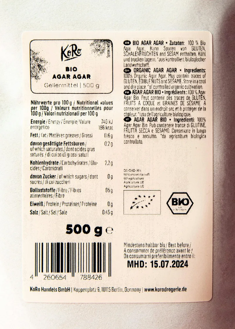 KoRo Bio Agar Agar | 500 g – Produktbild 4 von 5