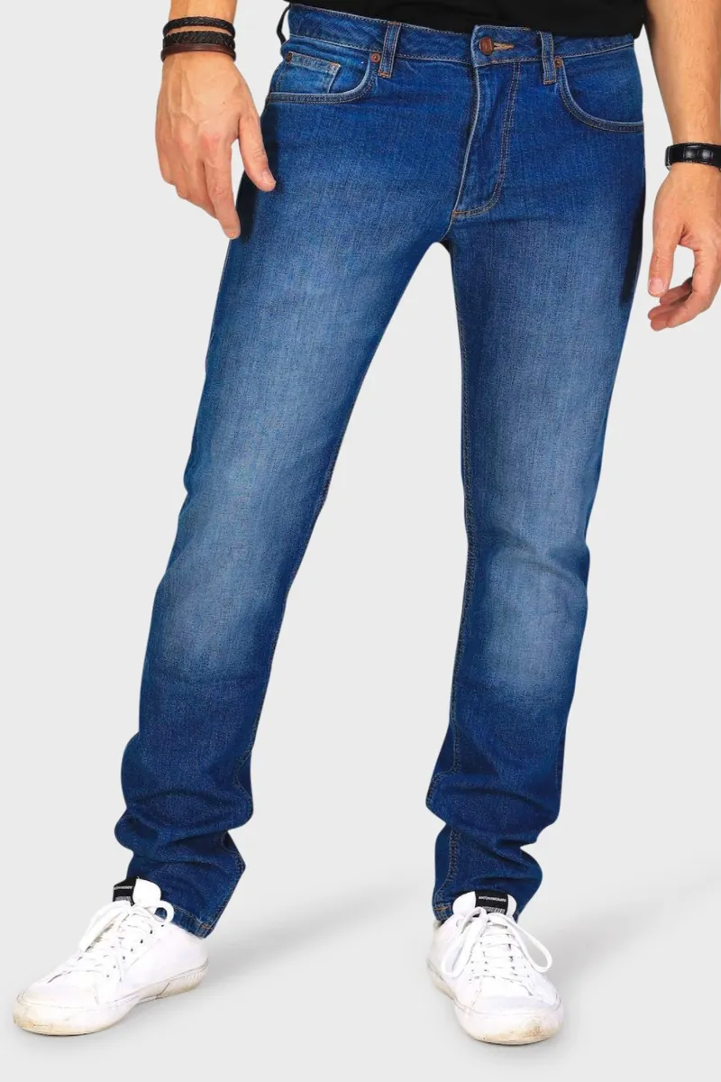 TORLAND TORLAND Herren vegan Jeans Slim Fit Benny Mid Indigoblau, Dunkelblau, – Produktbild 2 von 2