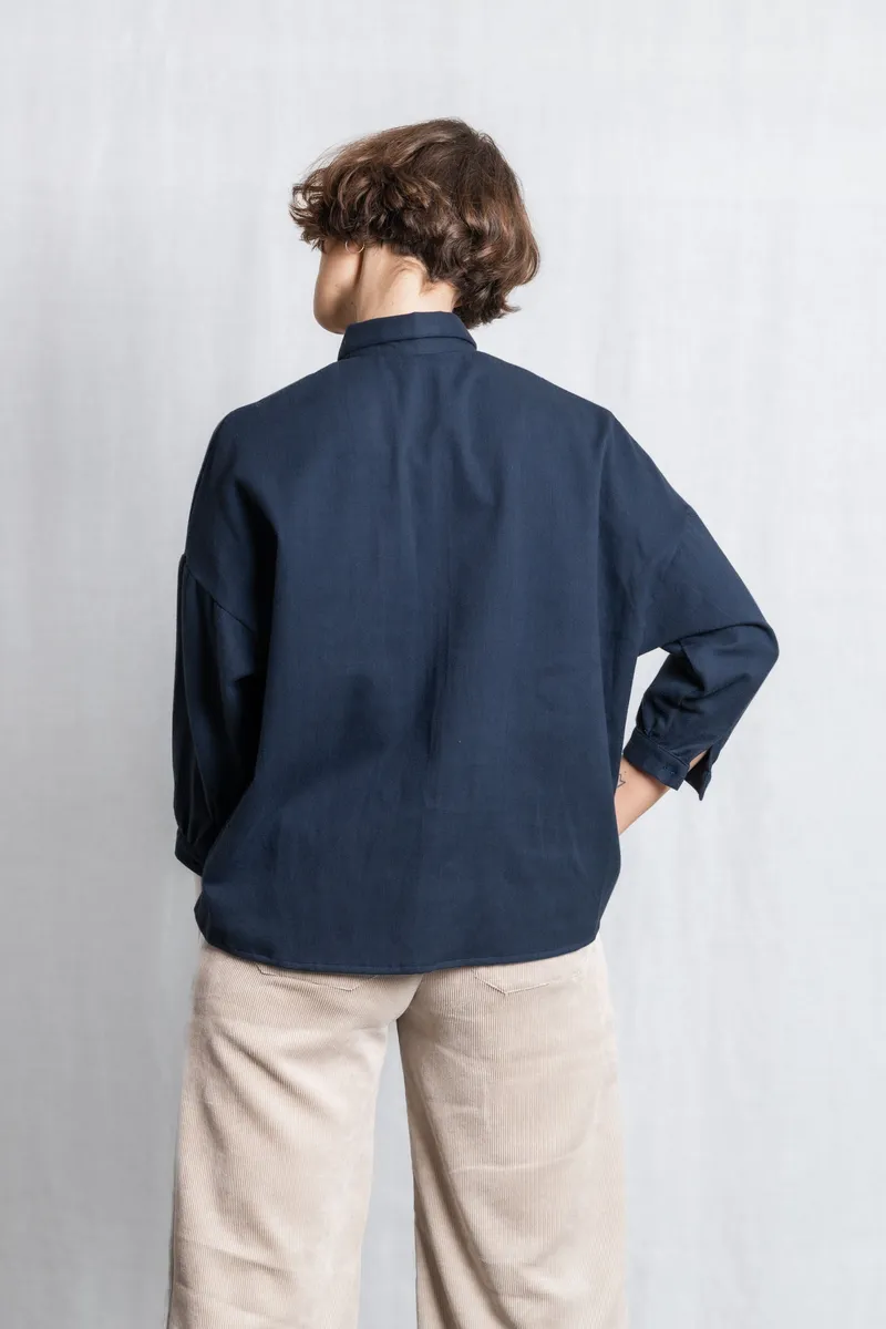 Jyoti - Fair Works Jyoti - Fair Works Damen vegan Hemd Mayank Grau Blau, Dunkelgrau, – Produktbild 2 von 2