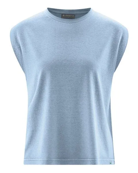 HempAge HempAge Damen ärmelloses T-Shirt Hanf/Biobaumwolle, Smoke(blau), – Produktbild 1 von 4