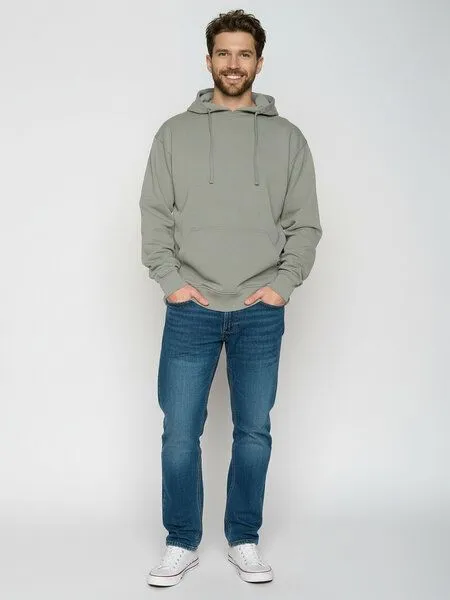 GreenBomb GREENBOMB Basic Joy - Gemütlicher Hoodie aus Bio-Baumwolle / GOTS / Fair & Vegan, Grau (moos mint), – Produktbild 3 von 4