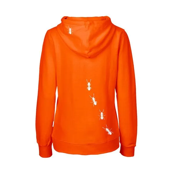HANDGEDRUCKT HANDGEDRUCKT "Ameisen" Frauen Zip-HOODY aus reiner Biobaumwolle (kbA), Orange, – Produktbild 1 von 3
