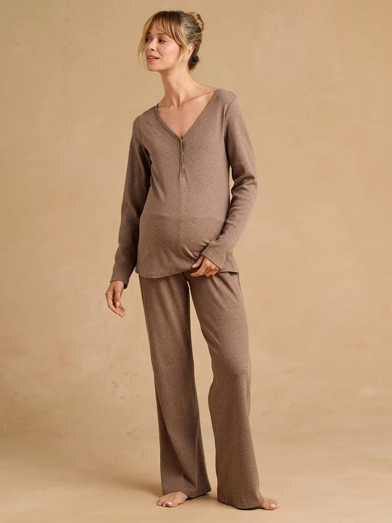 Envie De Fraise 3-teiliges Loungewear-Set für Schwangerschaft & Stillzeit ENVIE DE FRAISE, Taupe, – Produktbild 2 von 4