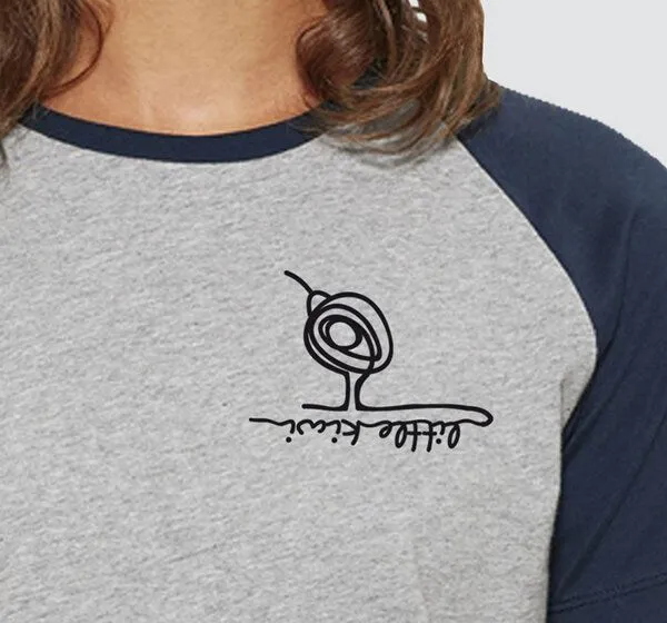 little kiwi little kiwi Damen T-Shirt, "Kleiner Kiwi", Heather Ash/Navy – Produktbild 2 von 3