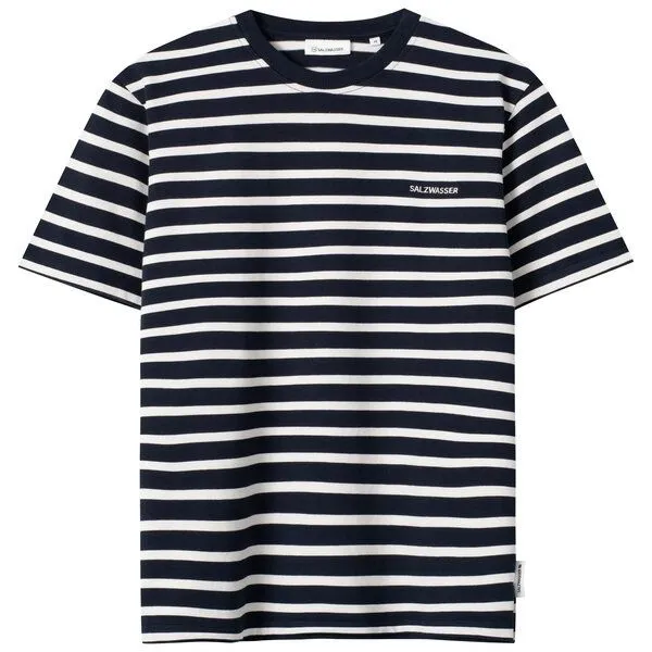 SALZWASSER SALZWASSER JASPER – Heavy T-Shirt (Herren/Unisex) aus 100% Bio-Baumwolle (GOTS), Dunkelblau (gestreift), – Produktbild 1 von 3