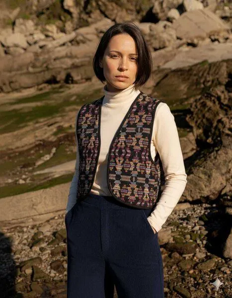 WiDDA berlin WiDDA berlin Weste MIA Dunkelblau mit Jacquard Muster – Produktbild 2 von 3