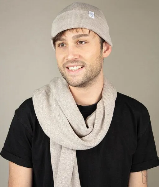 obumi obumi Beanie Feinstrick aus Bio Baumwolle, Beige melange, – Produktbild 4 von 8