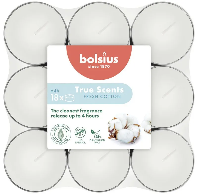Bolsius Teelicht Bolsius Duft-Teelichte Alu 4 Stunden 18er Pack, Weiß, – Produktbild 2 von 2