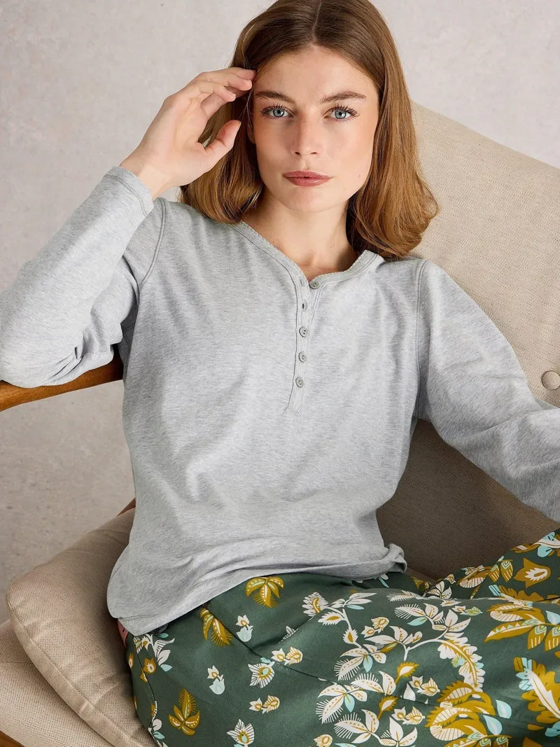 White Stuff Pyjamatop Penny - XL, Graumeliert, – Produktbild 1 von 4
