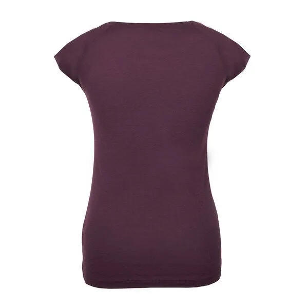 HANDGEDRUCKT HANDGEDRUCKT RESTPOSTEN "Elefant" Bamboo Frauen T-Shirt, Aubergine, – Produktbild 2 von 3