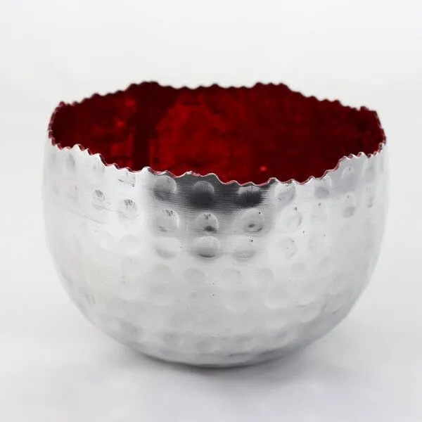 Mitienda Shop Mitienda Shop Teelichthalter Silvery, Silber/rot, – Produktbild 1 von 3