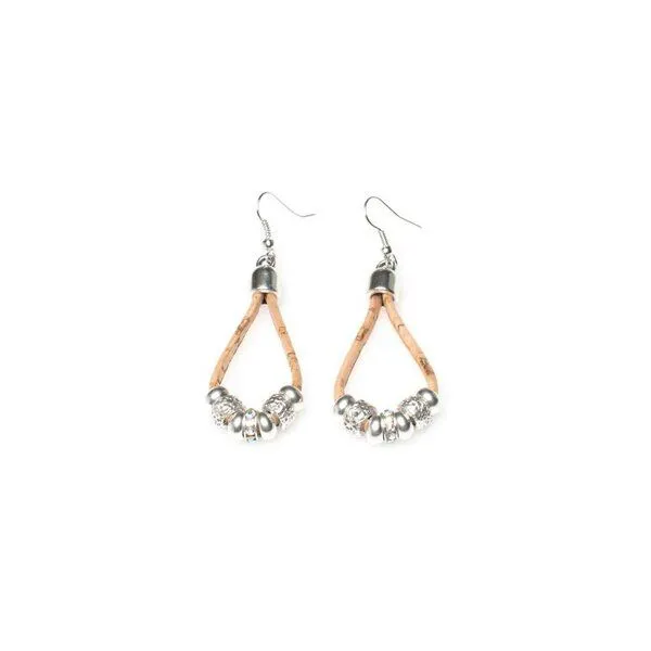 Kork-Deko Kork-Deko Silber-Schwarze Ohrringe mit Kork | Eleganter Natur-Schmuck | Nickelfrei – Produktbild 2 von 6