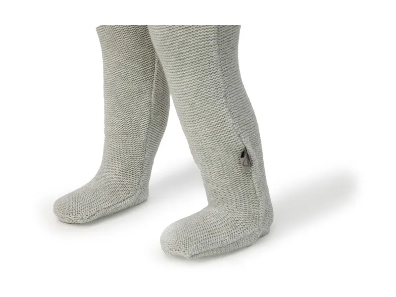 HANS NATUR Baby Hose mit Füßchen Baumwolle Strick hellgrau melange Gr.50/56, Grau, – Produktbild 2 von 2