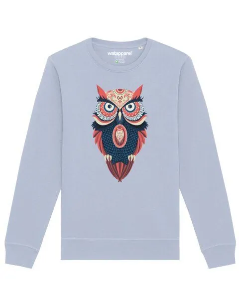 watapparel watapparel Sweatshirt Unisex Colorful Owl, Serene blue, – Produktbild 1 von 4